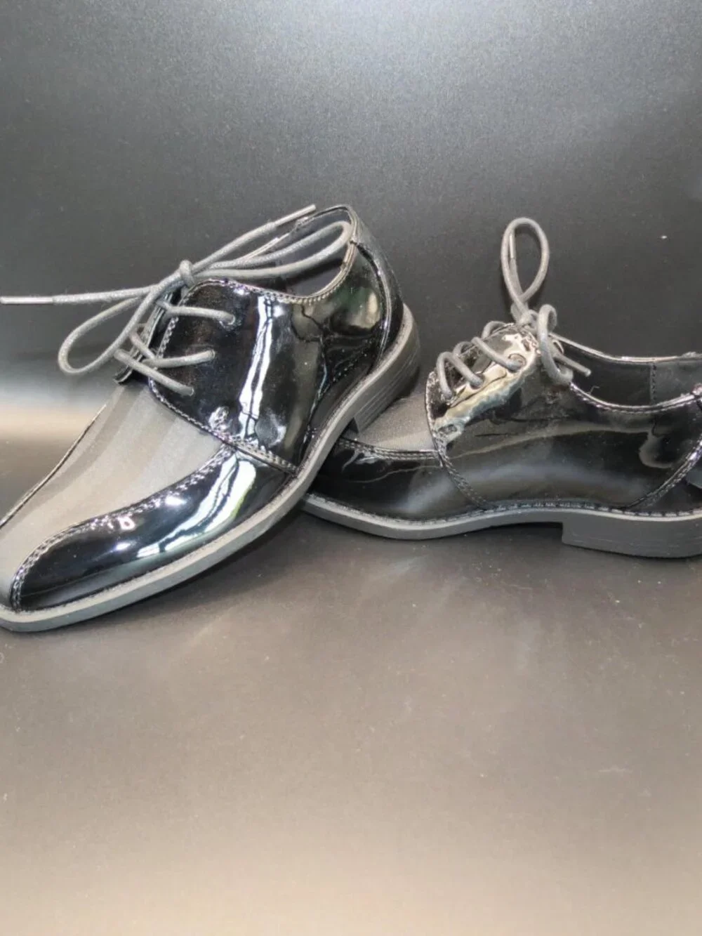 Felipe Stefano Boys Black Oxford Dress Shoes Patent Leather Size 13M